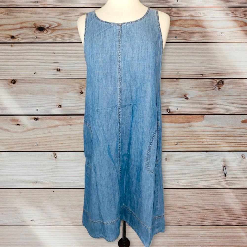 WB2 J Jill dress denim jean jumper tencel linen small womens